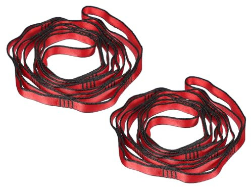 PATIKIL 22KN Adjustable Daisy Chain Yoga Extend Belt 1.8M, 2 Pcs Nylon Climbing Sling Straps for Home Workout Exercise Pilates Gymnastics, Red