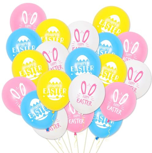 20Pcs Easter Balloons, Easter Bunny Balloons, Decorations Balloon for Festival Home Spring Birthday Party Decoration Supplies