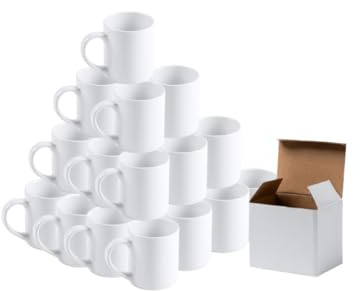 Lot de 24 tasses en céramique blanches recouvertes de polymère pour sublimation, 250 ml, avec boîtes