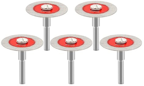 FOCSTOL Diamant Glass Trennscheibe - 5 Stück 40mm Mini Glassägeblatt mit 6mm Rundschaft für Glas, Jade, Kristall, Weinflaschen, Fliesen