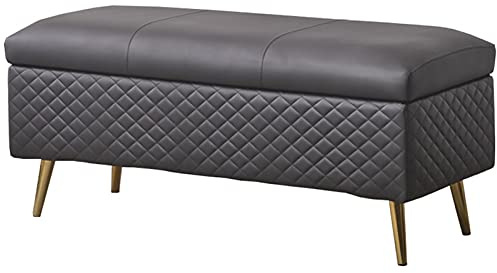 Faltbarer Ottomane Schuhhocker aus PU-Leder, Schaumstoffkissen, 150 kg Kapazität, platzsparendes Design, 80 x 40 x 45 cm, stilvolle schwarze Wohnzimmermöbel mit Aufbewahrungsfunktion