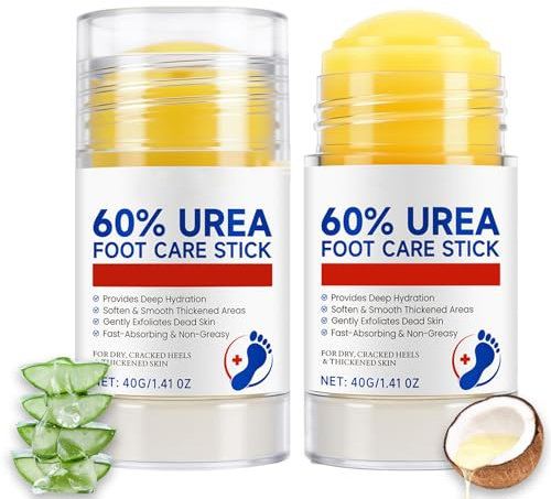 Urea Creme 60 Prozent 2PCS, Fusscreme Sehr Trockene Füsse & Rissige Fersen, Schrundensalbe & Hornhaut Creme Füße, Macht die Haut Weich Fußcreme, Feuchtigkeitsspendende Fußpflege