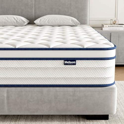 Mellsom King Mattress 5FT, Memory Foam and 7-Zone Pocket Spring Orthopedic Hybrid King Size Mattress In a Box, Medium Firm Feel for Pressure & Back Pain Relief, 150x200x25cm