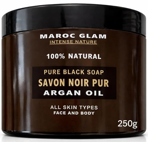 Savon Noir gommage 250g, à l'huile d'Argan Bio, exfoliant Hammam 100% Naturel Corps et Visage peau douce purifié MAROC GLAM