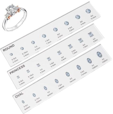 Ring Measuring Tool - Professional Jewelry Maker, Acrylic Carat Gauge, Clear Marking Design gem stone Sizer | Finger Sizing Accessory for Jewelers, Gemologists, Diy Craft, and Wedding Ring Makers