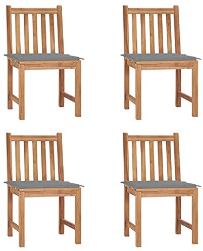 Frdhee Balkonstühle Terassenmöbel Außen, Gartenstühle 4 STK. mit Kissen Massivholz Teak Gartensofa für Garten, Wohnzimmer, Hof, Terrasse und Balkon