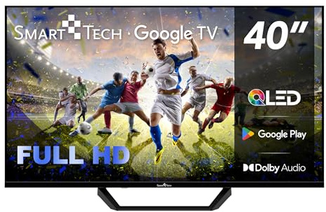 Smart Tech 40QG01V2, 40 FHD QLED Smart Google Television, Youtube, Netflix, Prime Video, Disney+