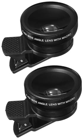 VALICLUD Lot de 2 Objectifs Universels pour Téléphone Portable Grand Angle Panoramique et Macro Haute Précision Clips Noir Accessoire Photo Polyvalent Compatible Smartphone pour