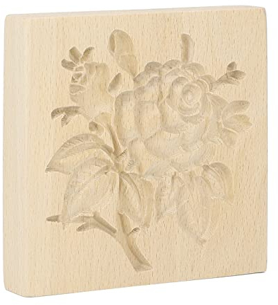 Omabeta Moule à Biscuits en Bois, Tampon de Presse à Biscuits Réutilisable en Bois de Hêtre avec Lisse et Motifs Sculptés, pour la Cuisine à Domicile, la Cuisson de, les (Rose)