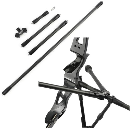 FQH 3K Carbon Stabilizer Set for Recurve & Compound Bow, Black 28/30in | 16mm carbon rods, universal recurve & compound, CNC precision, vibration damping, 3K carbon fiber
