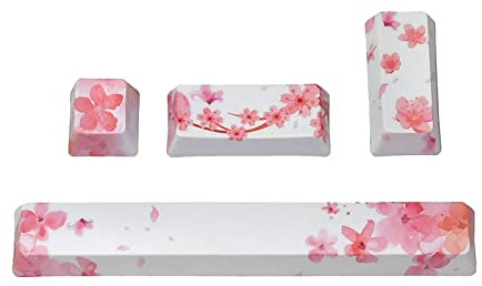 PBT tappi per tasti personalizzati fiore di ciliegio per gaming, tastiera meccanica, 4 tasti, sublimazione, barra spaziatrice, ESC, Invio, tastiere meccaniche, ricambio, Pbt carino