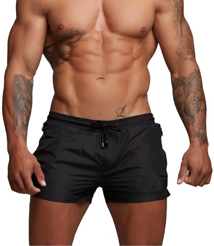 JiaYouLC Mens Swimming Trunks with Mesh Lining Zipper Pockets Quick Dry Short Swim Shorts for Men