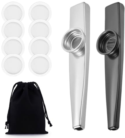 CZNBZIU 2 Stück Kazoo Instrument, Einfach Zu Spielen Für Anfänger, Mit 8 Ersatzmembranen Und Aufbewahrungsbeutel, Leicht Und Tragbar, Für Musikunterricht, Entspannung Und Familienaktivitäten