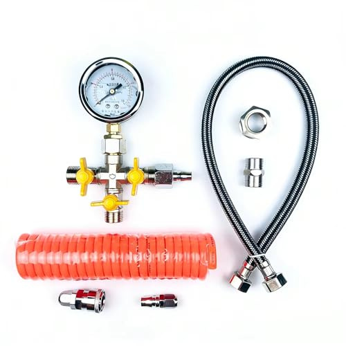 Toplionace Manómetro con Válvula de 4 Vías para la Detección de Fugas en Tuberías de Agua, Calefacción Por Suelo Radiante y Radiadores.