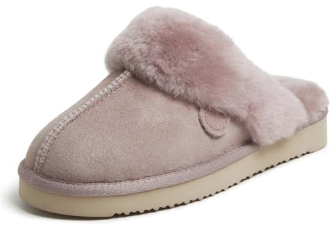 Dearfoams Women's Fireside Sydney Shearling Fur Indoor/Outdoor Scuff Slipper with Wide Widths, rose, 39 EU