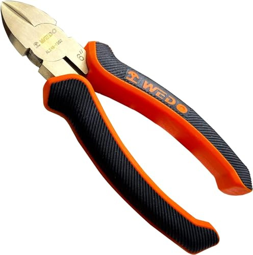 WEDO icke-gnistande diagonalt skärande tång 15 cm, gnistfri säkerhet sida trådskärare tång avbitartång, DIN-standard, BAM & FM-certifikat, aluminium brons