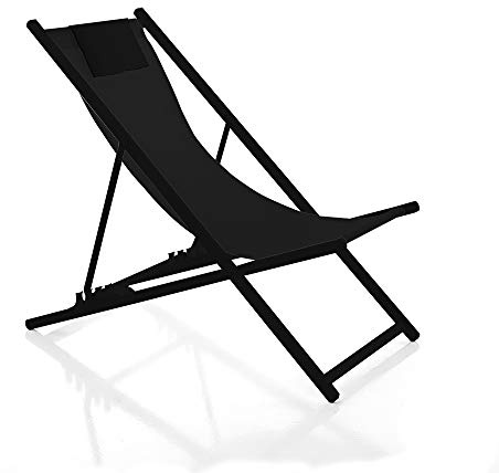 VERDELOOK | Sdraio Pieghevole in Metallo Nero 101x63x86cm, Serie Infinity, Arredo Giardino e Terrazzi