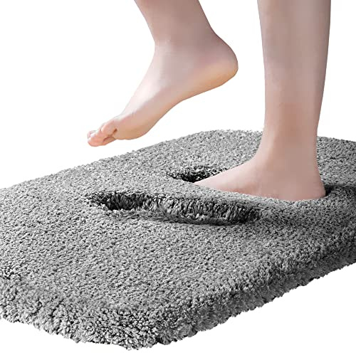 ROLIZOE Extrem Dicker Badematte rutschfest Badteppich Hochsaugfähige Badezimmerteppich Superweicher Badeteppich Mikrofaser Badvorleger Maschinenwaschbar 40 x 60cm,Dunkelgrau