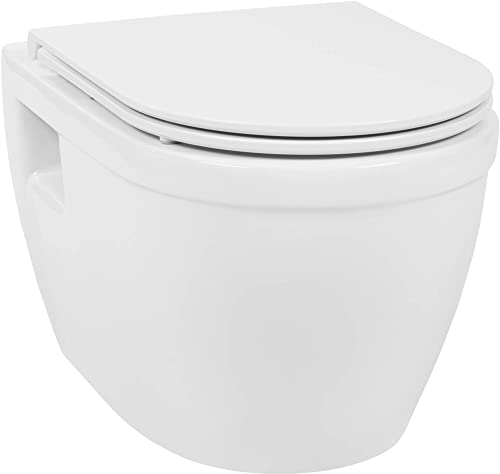 Saqu Neo ohne Spülrand Hänge-WC mit Tiefspül 36,6x52,4x34,5cm Weiß - Wand-WC