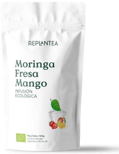 TE DE MORINGA Y ALBARICOQUE 100% Orgánico (50 Tazas) | MORINGA INFUSION con Estevia Natural, Albaricoque, Hoja de Mora y Mango REPLANTEA®