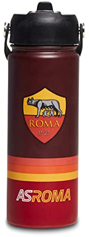 Seven AS Roma Borraccia Termica da 500 ml, Giallo Rossa, in Acciaio Inox Interno Esterno - Mantenimento Temperatura fino a 24h