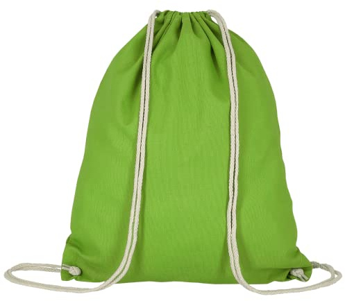TEXXILLA Baumwoll Turnbeutel 38 x 46cm (10er Pack), Farbe:hellgrün | – Sportbeutel aus Baumwolle mit Kordelzug – Gym Sack, Stofftasche, Jutebeutel OEKO-TEX® geprüft – 19 Farben