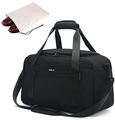 ECOHUB Handgepäck 40x20x25 für Ryanair Reisetasche Tasche für Flugzeug Unter Sitzplatz, Koffer PET-Recycelte Umweltfreundliche Reisetasche Weekendertasche für Damen Herren (Schwarz)