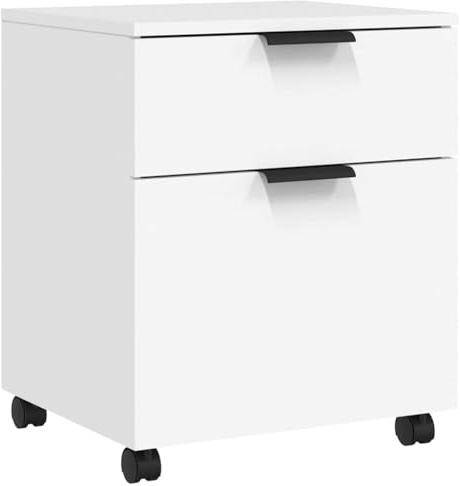 vidaXL Dokumentskåp med hjul vit 45x38x54 cm konstruerat trä, byråer, förvaringsskåp, kontorsskåp, skåp, lådskåp, skrivbordslåda, skrivbordslådor