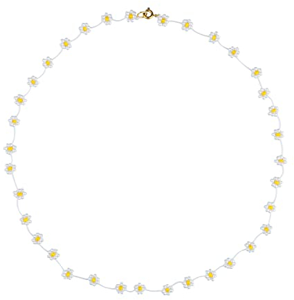 KELITCH Daisy Blume Choker Halsketten Handgemachte bunte Perlen Halsketten für Damen Strand Halsketten