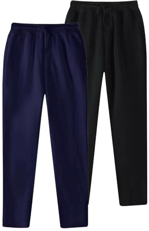 Generisch 2er Pack Jogginghose Herren Einfarbiger Baggy Hose mit Kordelzug und Taschen Männer Sporthose Wanderhose Trainingshose Outdoor Hosen für Lässiges Fitnessstudio und Joggen
