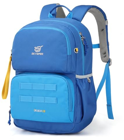 SKYSPER Vandringsryggsäck barn 12 l, ryggsäck barn för 6–10 år pojkar och flickor på utflykten och utomhus som vandring, blå, 38 x 25 x 18 cm, dagryggsäckar