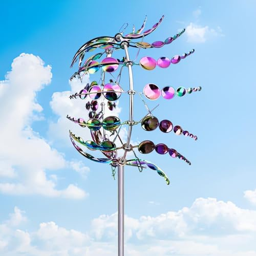Magical Metal Windmill for Yard,Garden Spinners Outdoor,Yard Decorations Outdoor,Wind Spinners for Yard and Garden,Metal Wind Spinners Outdoor (Color Spinners-2PC)