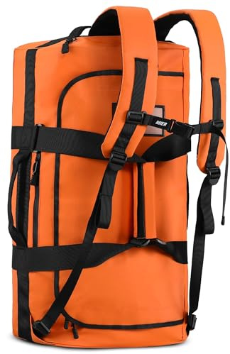 MIER Sporttasche 60L, Reisetasche als Sportrucksack, Schuhfach, Orange | Große Packöffnung, getrennte Bereiche für Schuhe und Wäsche, für Fitnessstudio, Wandern und Roadtrip