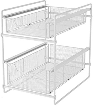 SFNIOKFG Fregadero de Cocina Plegable, gabinete de Almacenamiento con cajones Doble, Organizador de gabinete de Cocina para Oficina y baño (Blanco)