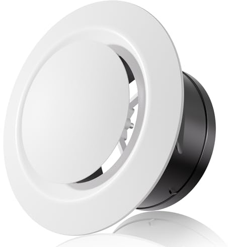HG Power Rejilla Ventilacion 125mm Rejilla Ventilacion Redonda Tamaño de Salida de Aire Ajustable para Baño, Dormitorio, Cocina