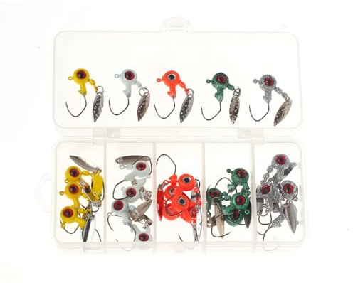 Alomejor Jig Heads Krokar Kit Verkligt Utseende Fiskedrag för Basöring Crappie med Imiterad Fiskögonmålad Premiummetall för saltvatten- och Sötvattensfiskare (3,9 g)