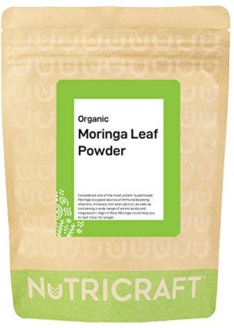 Nutricraft Organic Moringa Powder - 500g, 100% Pure Superfood, High in Antioxidants, Vitamins, Minerals, and Fibre, for Smoothies and Savory Dishes - Vegan, Gluten-Free, and Raw Diet-Friendly
