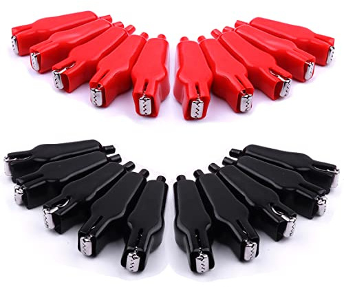 ATOPLEE 20PCS Alligator Clips Electrical,20A Insulated Spring Loaded Alligator Clamps,Truck Car Battery Heavy Duty Alligator Clips for Electrical Testing, Circuit Connection, Experiment