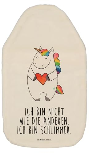 Mr. & Mrs. Panda Wärmflasche Einhorn Herz - Geschenk, schlimm, Einhörner, Körnerkissen, Unicorn, böse, Einhorn Deko, Kleine Wärmflasche, Wärmflasche