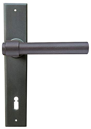 Gedotec Drückergarnitur Türbeschlag | 1 Set Türdrückergarnitur PZ - Profilzylinder | Modell: Mailand Antik schwarz | Drückergarnitur Zimmertüren | Schmiedeeisen Türgriffe Innentüren | Türdrücker