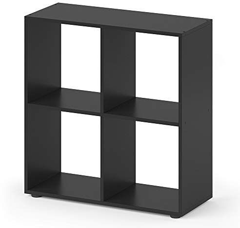 Vicco Raumteiler Tetra, Schwarz, 72.6 x 72 cm | zur Aufbewahrung und Präsentation von Büchern oder Dekoboxen
