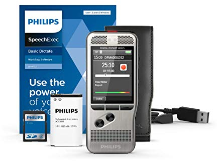 Philips PocketMemo DPM6000 Digitales Diktiergerät, Audiorecorder, Aufnahmegerät inkl. Diktiersoftware SpeechExec Basic 2-Jahres-ABO