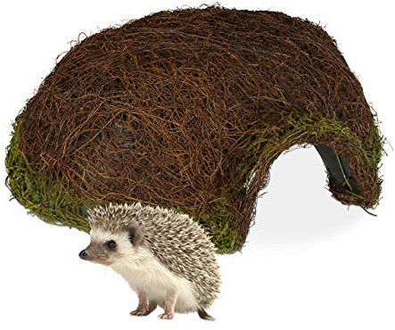 Relaxdays Igelhaus, Iglu, Winterquartier für Garten, wetterfeste Igelkuppel aus Rattan HxBxT 20 x 52 x 45 cm, Natur