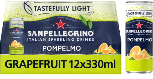 San Pellegrino Italian Sparkling Drinks Tastefully Light Sparkling Grapefruit Canned Soft Drink 12 x 330ml | 70 kCals per Can