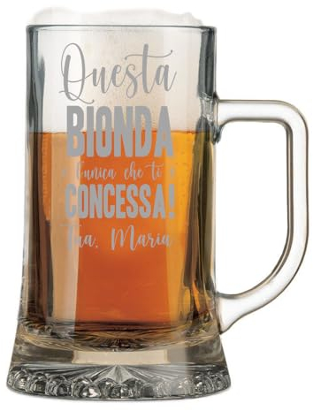 Boccale da birra con incisione personalizzabile Questa bionda è l'unica che ti è concessa! - personalizza con il nome della tua lei - bicchiere in vetro 50 cl