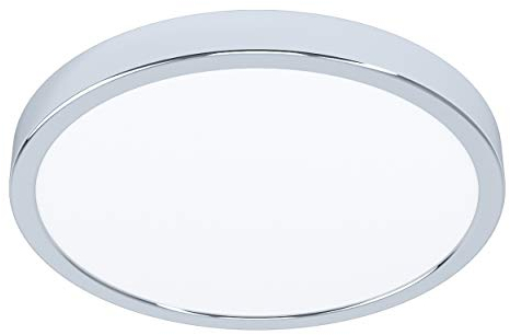 EGLO LED Deckenleuchte Fueva 5, Ø 28,5 cm, Aufbauleuchte, Bad-Deckenlampe aus Metall in Chrom und Kunststoff Leuchtfläche in Weiß, Badezimmer Lampe, LED Aufbaulampe neutralweiß, IP44
