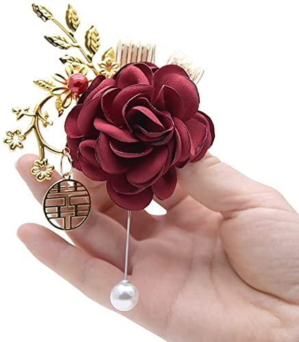 LIOYUHGTFY Ansteckblume Handgelenk Corsage Hochzeit Boutonniere Klassische Brosche Prom Geschenk für Bräutigam Golden Leaf Anstecknadel Hochzeit Boutonniere 1105(Color:C)