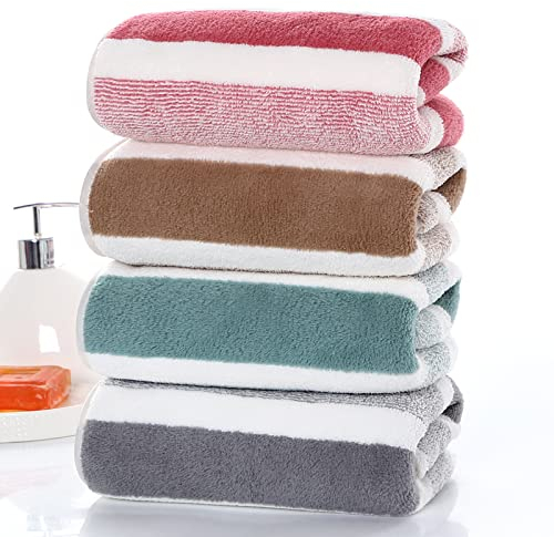 SOFTBATFY Weiche Mikrofaser Handtücher, Gesichtshandtücher, 4er-Pack, 35,6 x 76,2 cm, schnell trocknende Mikrofaser-Handtücher – Verwendung für Badezimmer, Dusche, Spa (Stripe Cabana)
