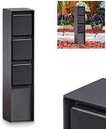 Steckdosensäule Reigolil, Steckdose mit Leuchte aus Metall/Kunststoff in Anthrazit/Schwarz, Steckdose mit 3 Anschlüssen, 3 x max. 3680 Watt, 230 V