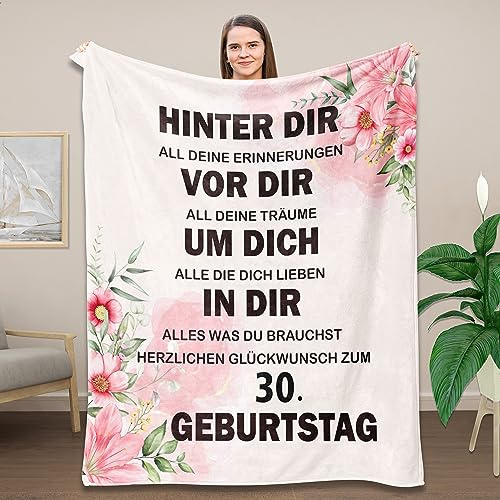 Belloxis 30 Geburtstag Frauen Geburtstagsgeschenk für Frauen Kuscheldecke Geburtstagsgeschenk für Beste Freundin Schwester Geburtstag Geschenke für Freundin